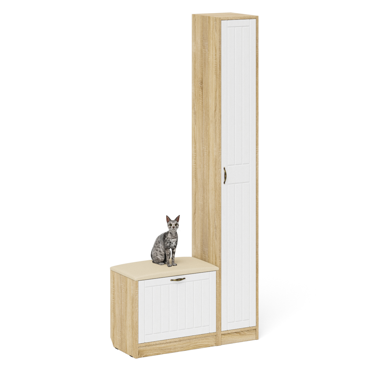 Изображение товара Комплект мебели для прихожей Мебельный двор № 19-Прованс 90x210x35 см ЛДСП цвет дуб сонома/белое дерево