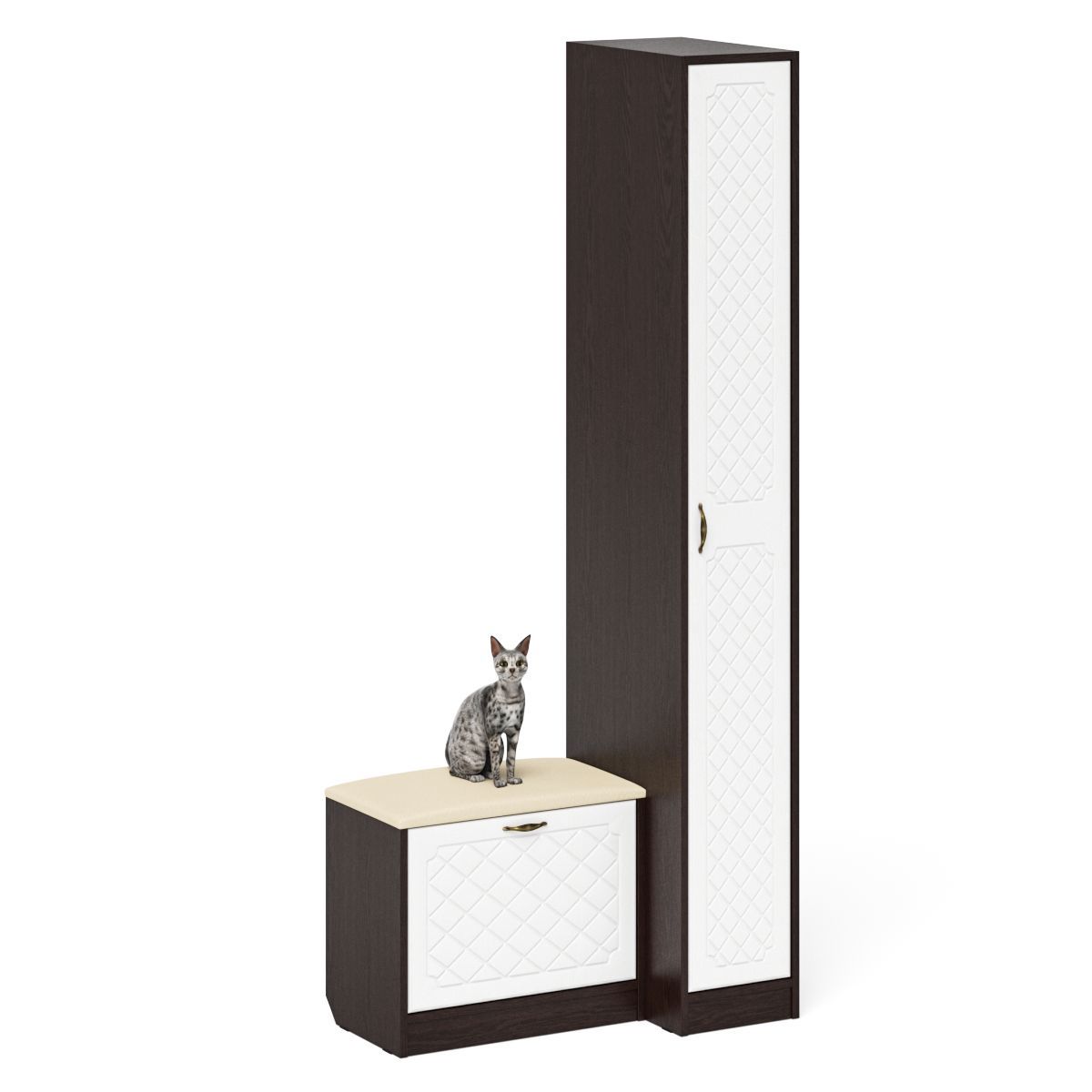 Изображение товара Комплект мебели для прихожей Мебельный двор № 39-Ромб 90x210x35 см ЛДСП цвет венге/белое дерево