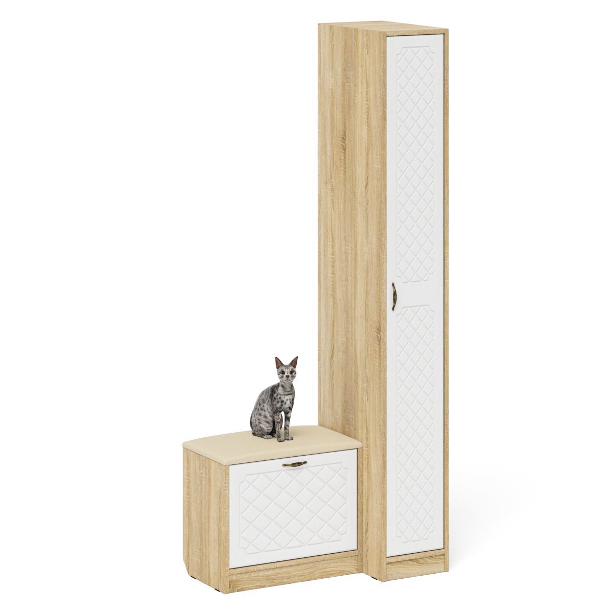 Изображение товара Комплект мебели для прихожей Мебельный двор № 39-Ромб 90x210x35 см ЛДСП цвет дуб сонома/белое дерево