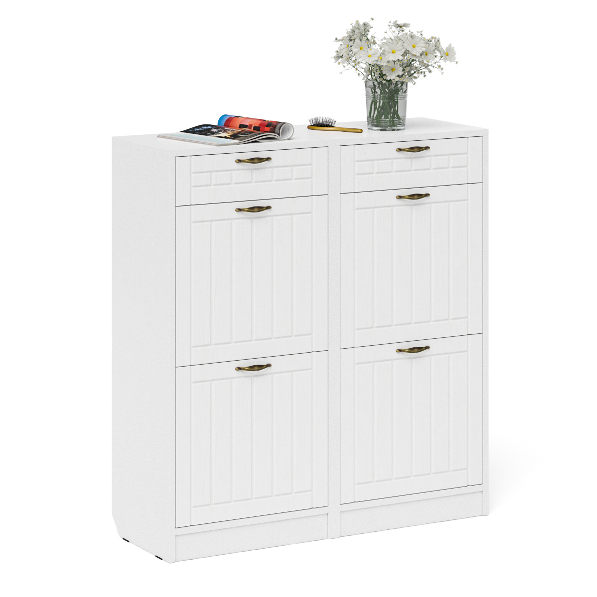 Изображение товара Шкафы-обувницы П-6 2хОб-Прованс Мебельный двор Белый шагрень/белое дерево