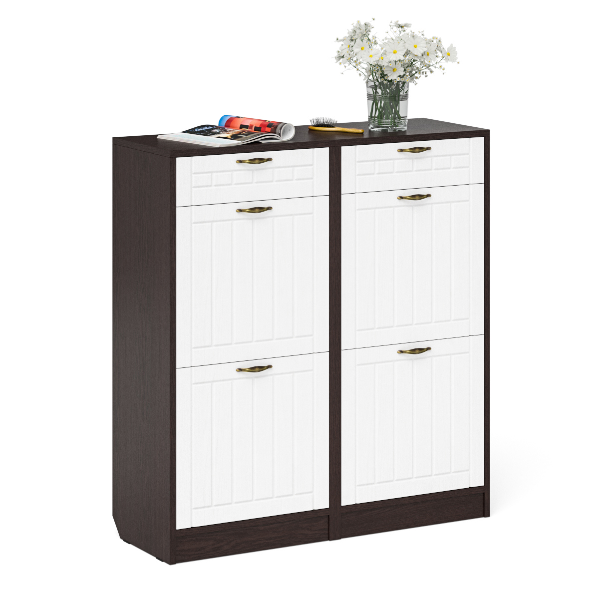 Изображение товара Комплект мебели для прихожей Мебельный двор 2 Хоб-Прованс 100x108.3x35 см ЛДСП цвет венге/белое дерево