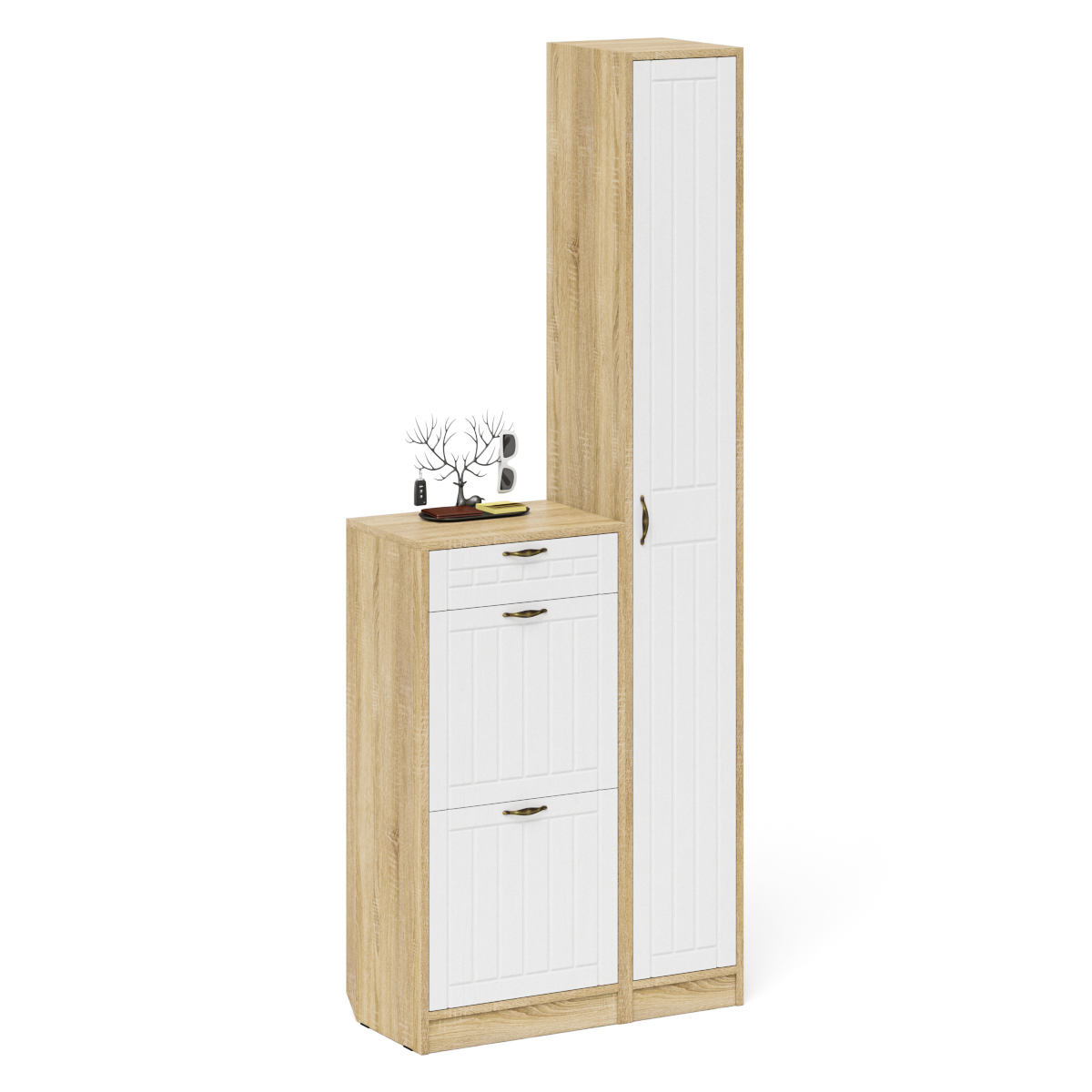 Изображение товара Комплект мебели для прихожей Мебельный двор № 22-Прованс 80x210x35 см ЛДСП цвет дуб сонома/белое дерево