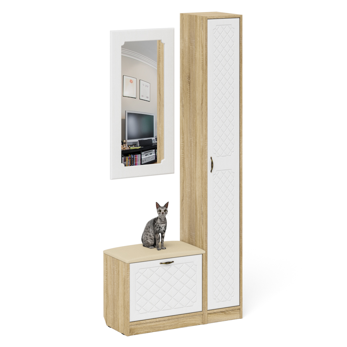 Изображение товара Комод обувница зеркало Мебельный двор П-6 № 20-Ромб