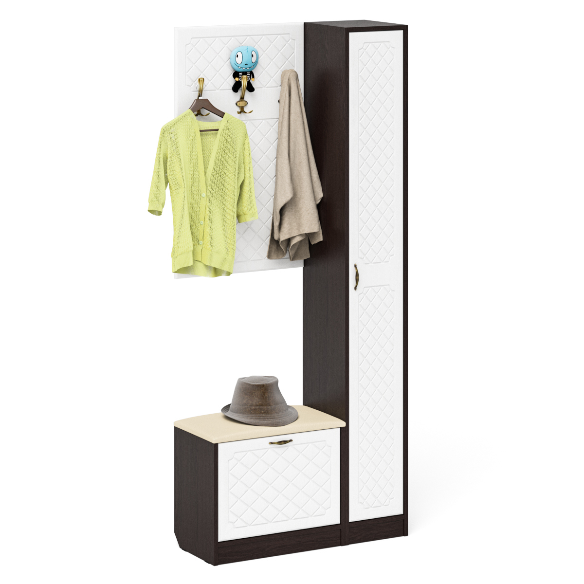 Изображение товара Комплект мебели для прихожей Мебельный двор № 21-Ромб 90x210x35 см ЛДСП цвет венге/белое дерево