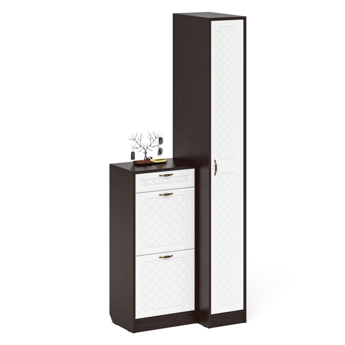 Изображение товара Комплект мебели для прихожей Мебельный двор № 42-Ромб 80x210x35 см ЛДСП цвет венге/белое дерево