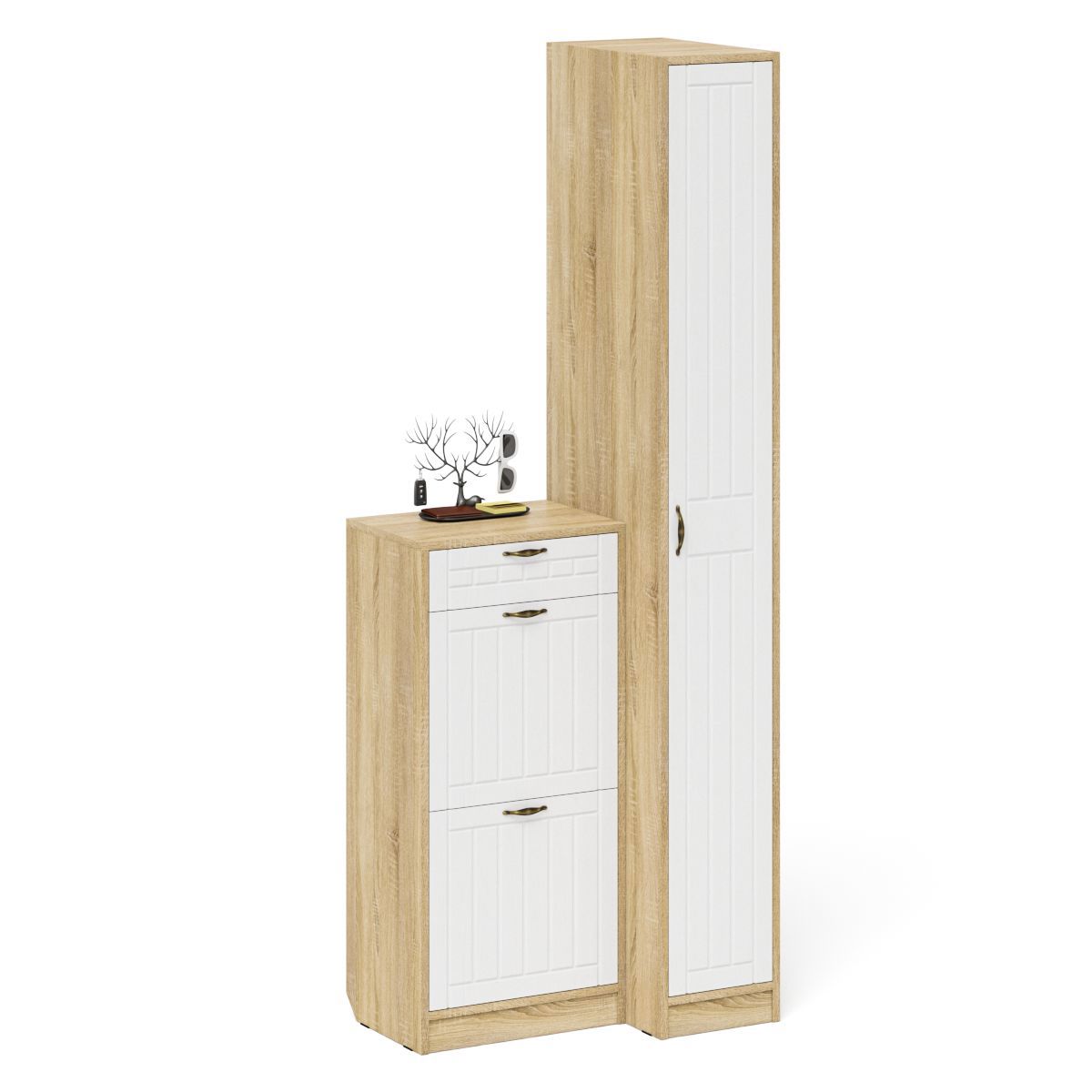 Изображение товара Комплект мебели для прихожей Мебельный двор № 42-Прованс 80x210x35 см ЛДСП цвет дуб сонома/белое дерево