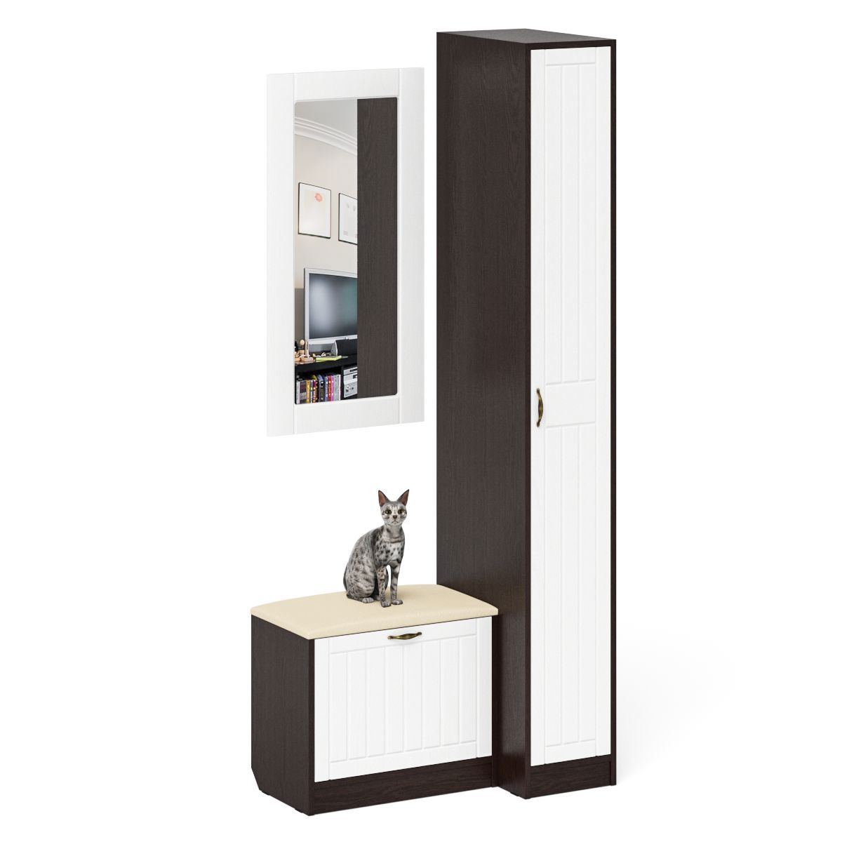 Изображение товара Комплект мебели для прихожей Мебельный двор № 40-Прованс 90x210x35 см ЛДСП цвет венге/белое дерево