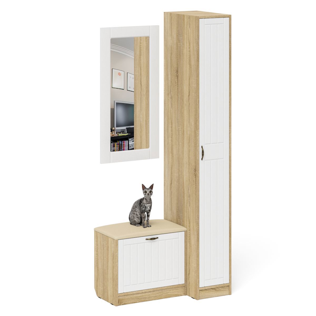 Изображение товара Комплект мебели для прихожей Мебельный двор № 40-Прованс 90x210x35 см ЛДСП цвет дуб сонома/белое дерево