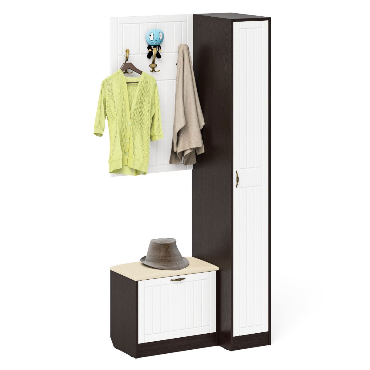 Изображение товара Шкаф прихожая П-6 №41-Прованс 90x210x35 см венге/белое дерево