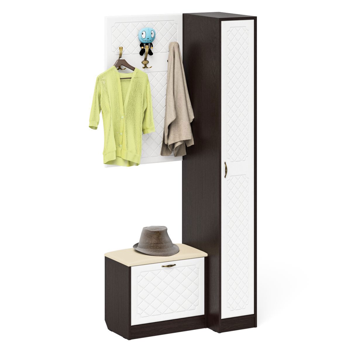 Изображение товара Комплект мебели для прихожей Мебельный двор № 41-Ромб 90x210x35 см ЛДСП цвет венге/белое дерево