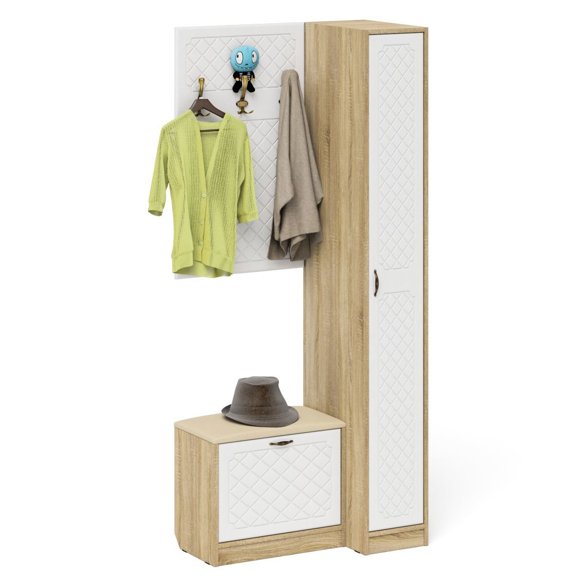 Изображение товара Комплект мебели для прихожей Мебельный двор № 41-Ромб 90x210x35 см ЛДСП цвет дуб сонома/белое дерево