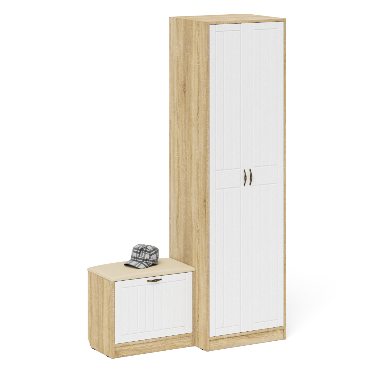 Изображение товара Комплект мебели для прихожей Мебельный двор № 10-Прованс 90x210x50 см ЛДСП цвет дуб сонома/белое дерево