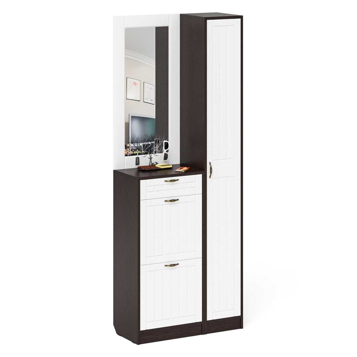 Изображение товара Комплект мебели для прихожей Мебельный двор № 23-Прованс 80x210x35 см ЛДСП цвет венге/белое дерево