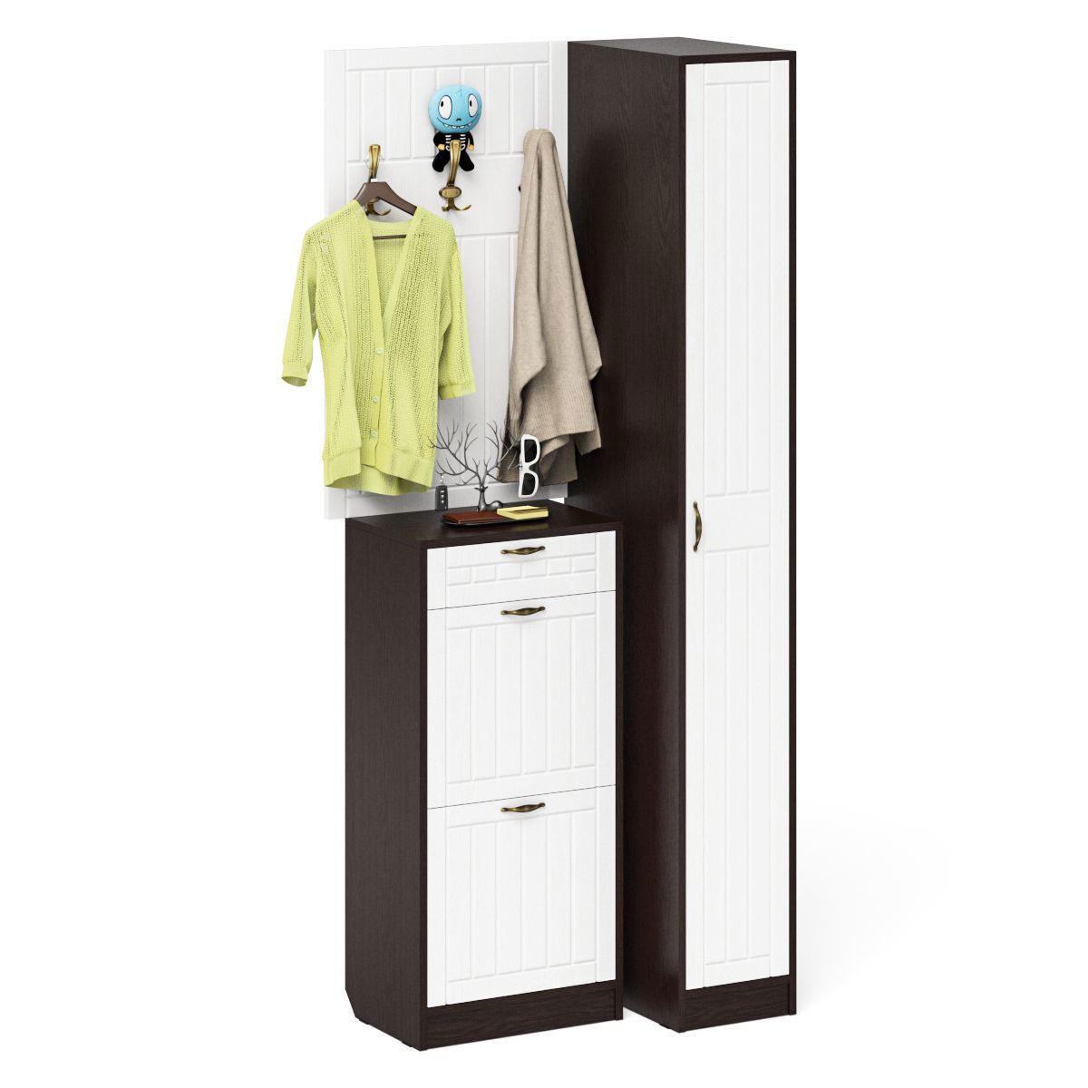 Изображение товара Комплект мебели для прихожей Мебельный двор № 44-Прованс 90x210x35 см ЛДСП цвет венге/белое дерево