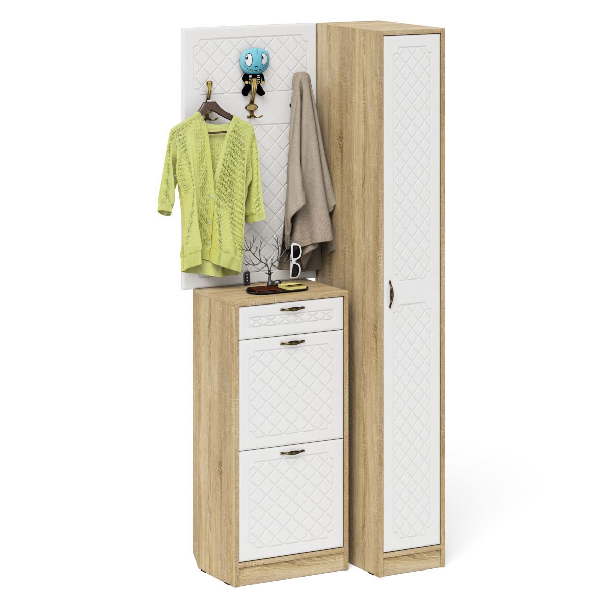 Изображение товара Прихожая комплект Мебельный двор № 44-Ромб: обувница, пенал, вешалка