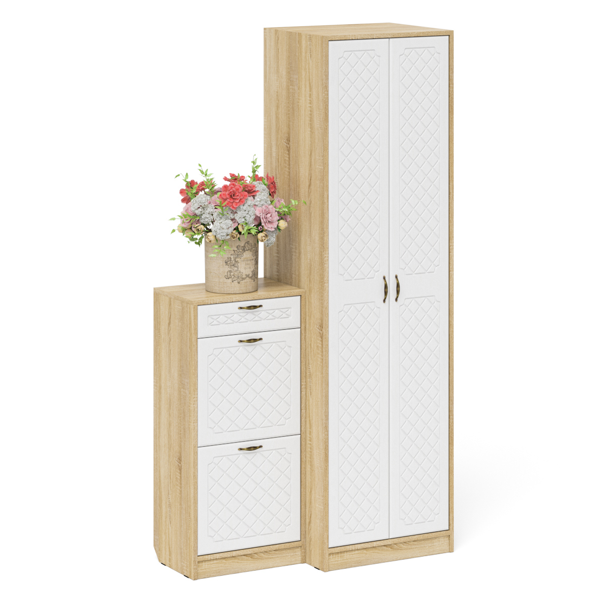 Изображение товара Комплект мебели для прихожей Мебельный двор № 16-Ромб 60x210x35 см ЛДСП цвет дуб сонома/белое дерево