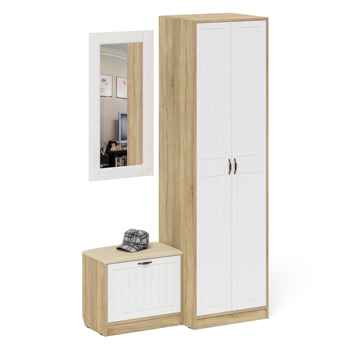 Изображение товара Шкаф-прихожая П-6 №11-Прованс МЕБЕЛЬНЫЙ ДВОР 120x210 с обувницей и зеркалом