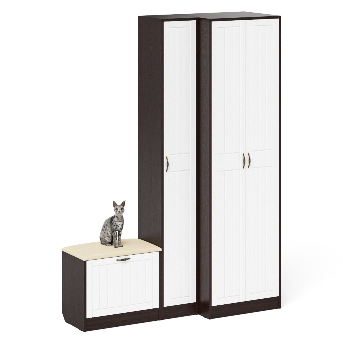 Изображение товара Комплект мебели для прихожей Мебельный двор № 25-Прованс 150x210x50 см ЛДСП цвет венге/белое дерево Изображение товара Комплект мебели для прихожей Мебельный двор № 25-Прованс 150x210x50 см ЛДСП цвет венге/белое дерево