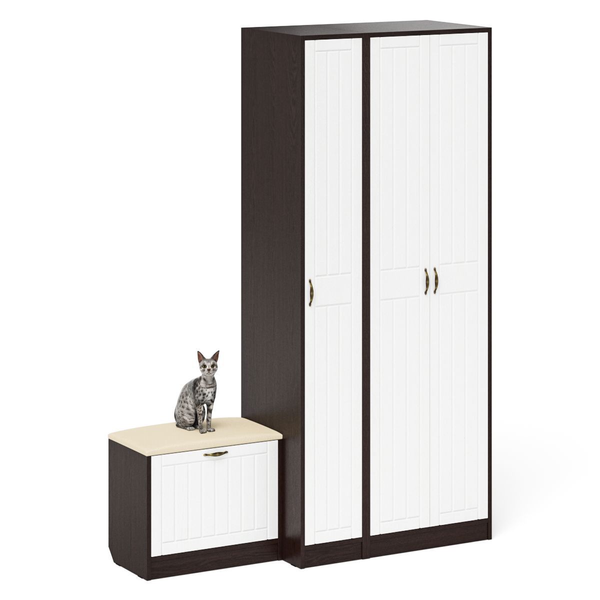 Изображение товара Шкаф-Пенал-Обувница МЕБЕЛЬНЫЙ ДВОР Прованс 150x210x50 см венге/белое дерево