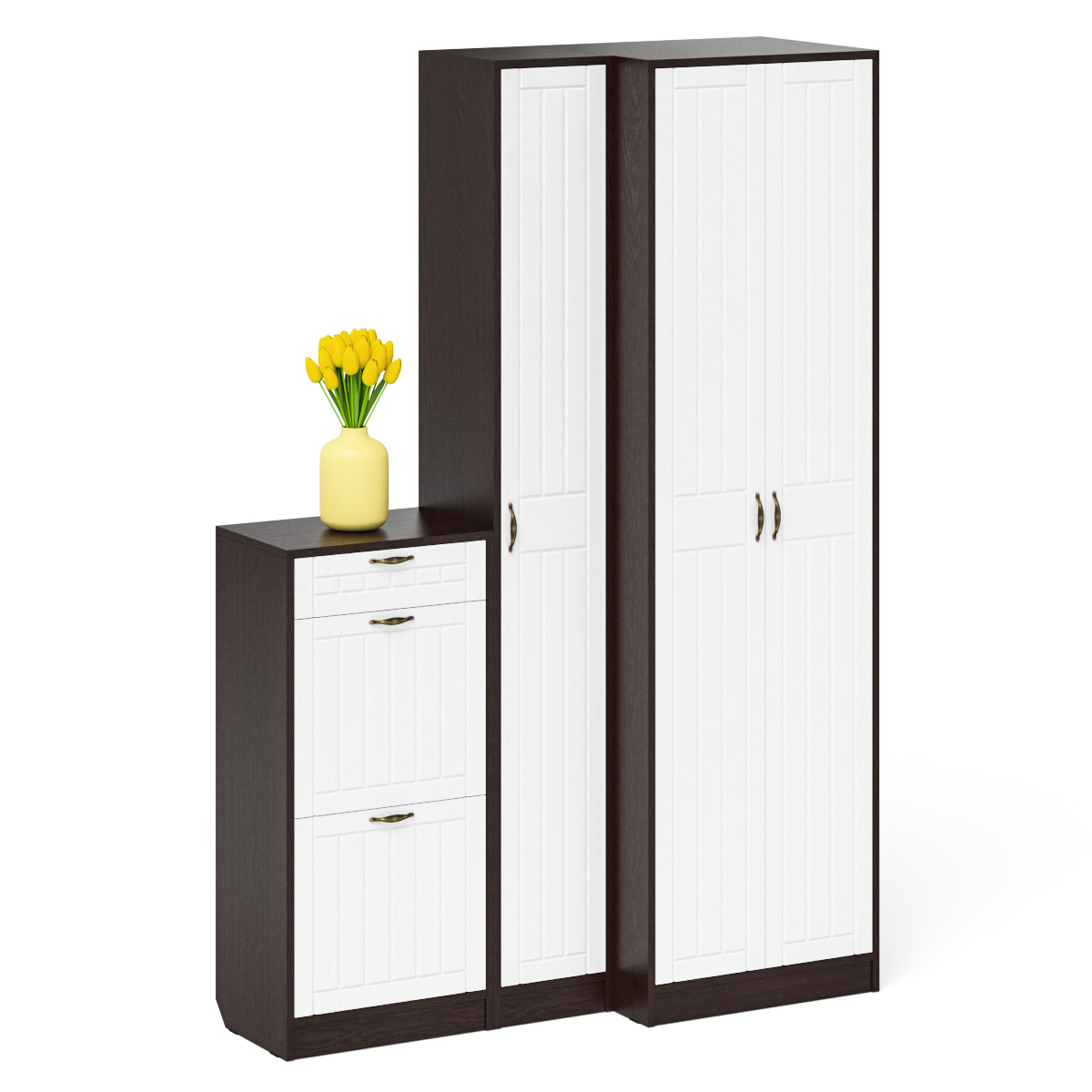 Изображение товара Комплект мебели для прихожей Мебельный двор № 28-Прованс 150x210x35 см ЛДСП цвет венге/белое дерево