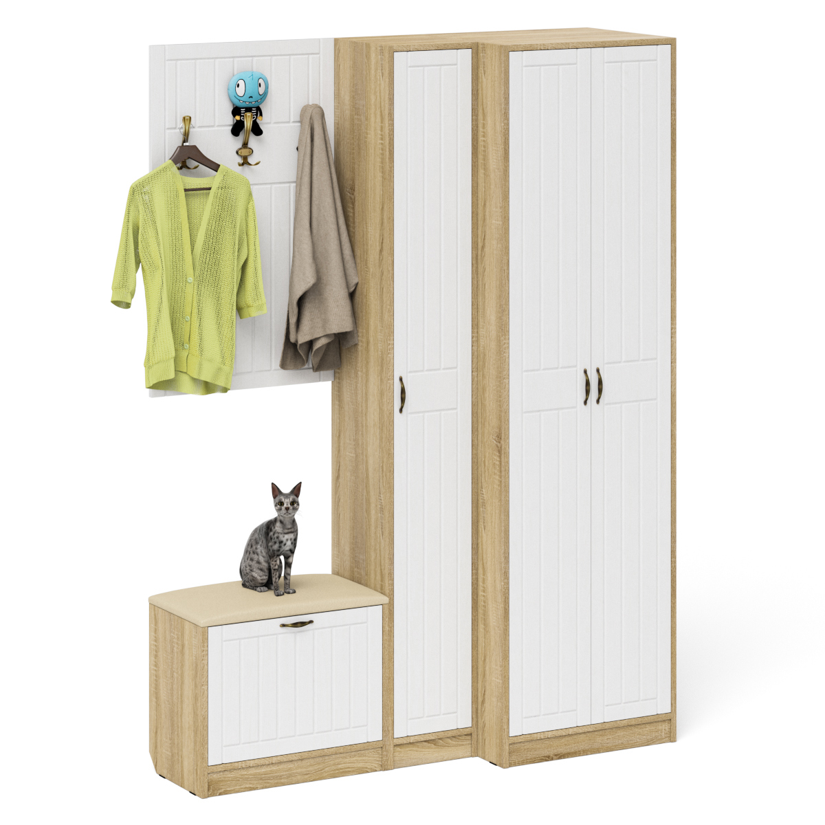 Изображение товара Комбинированная прихожая МЕБЕЛЬНЫЙ ДВОР П-6 № 27-Прованс 150x210x50 см