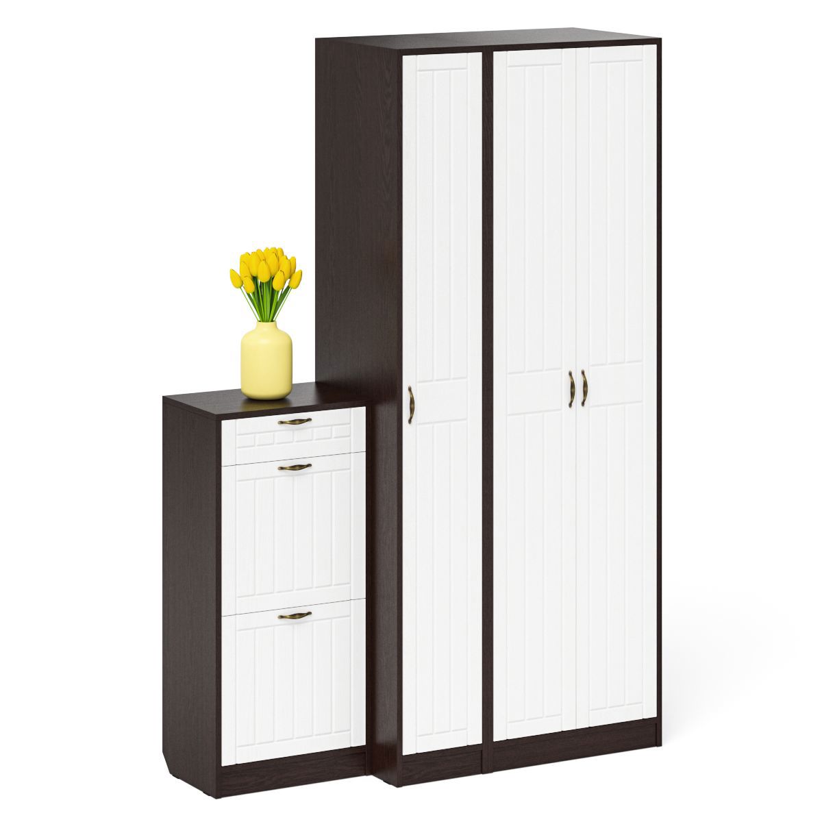 Изображение товара Комплект мебели для прихожей Мебельный двор № 48-Прованс 60x210x35 см ЛДСП цвет венге/белое дерево