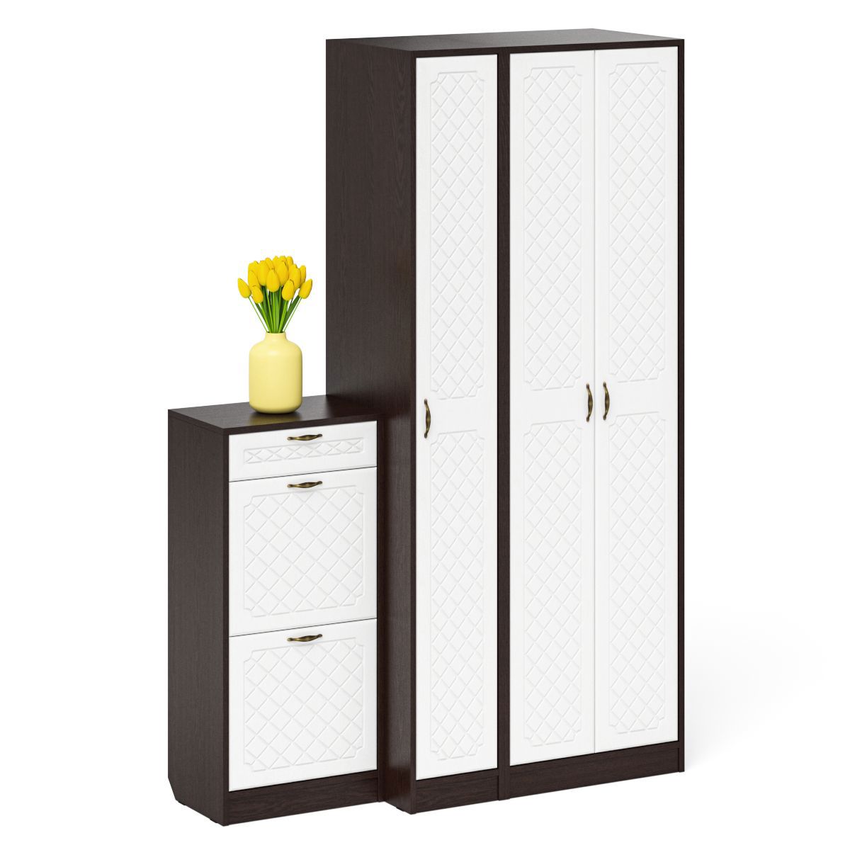 Изображение товара Комплект мебели для прихожей Мебельный двор № 48-Ромб 60x210x35 см ЛДСП цвет венге/белое дерево