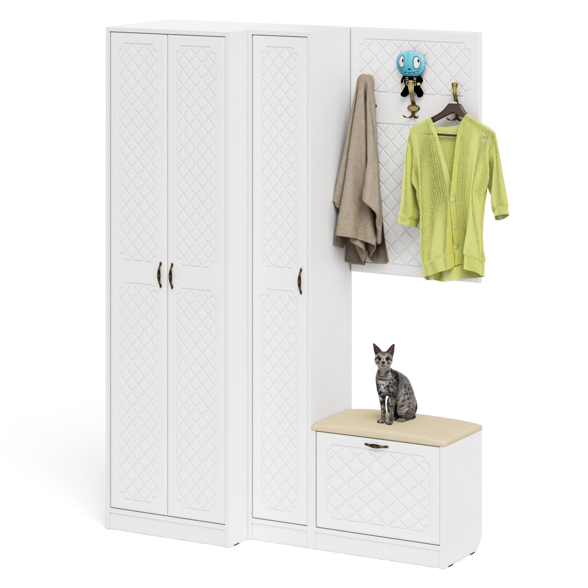 Изображение товара Комплект мебели для прихожей Мебельный двор 4 Хп 350-Ромб 60x210x35 см ЛДСП цвет дуб сонома/белое дерево