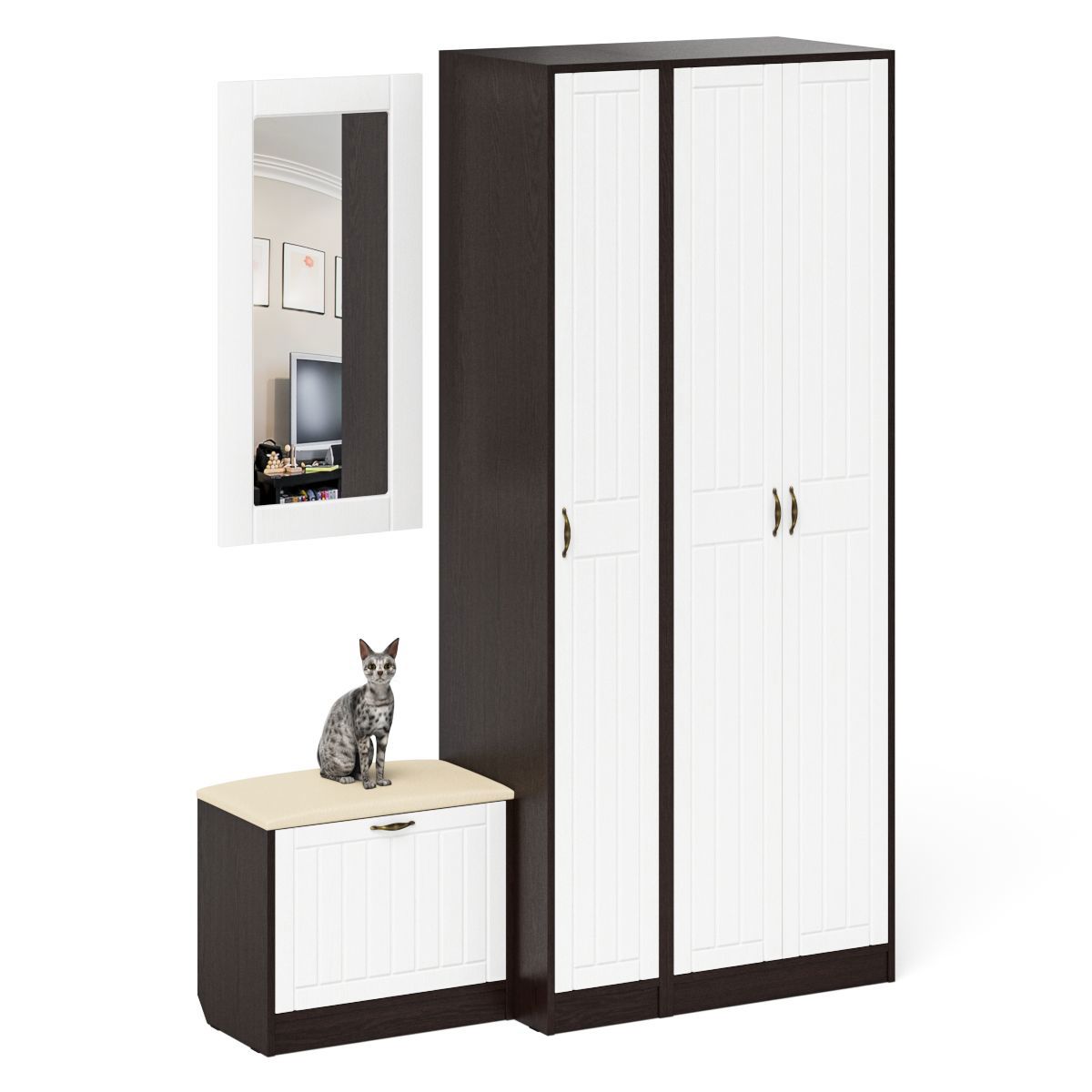 Изображение товара Комплект мебели для прихожей Мебельный двор № 46-Прованс 60x210x50 см ЛДСП цвет венге/белое дерево