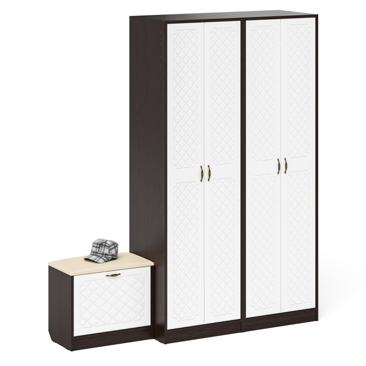 Изображение товара Шкафы и обувница МЕБЕЛЬНЫЙ ДВОР П-6 № 07-Ромб 60x210x50 см венге/белое дерево