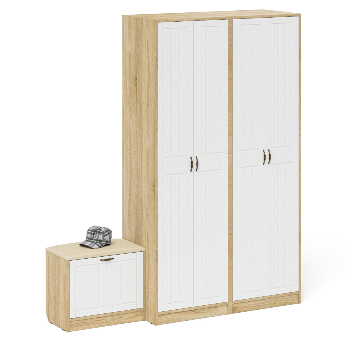 Изображение товара Комплект мебели для прихожей Мебельный двор № 07-Прованс 60x210x50 см ЛДСП цвет дуб сонома/белое дерево