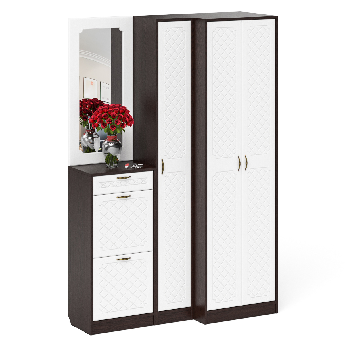 Изображение товара Комплект мебели для прихожей Мебельный двор № 29-Ромб 60x210x50 см ЛДСП цвет венге/белое дерево