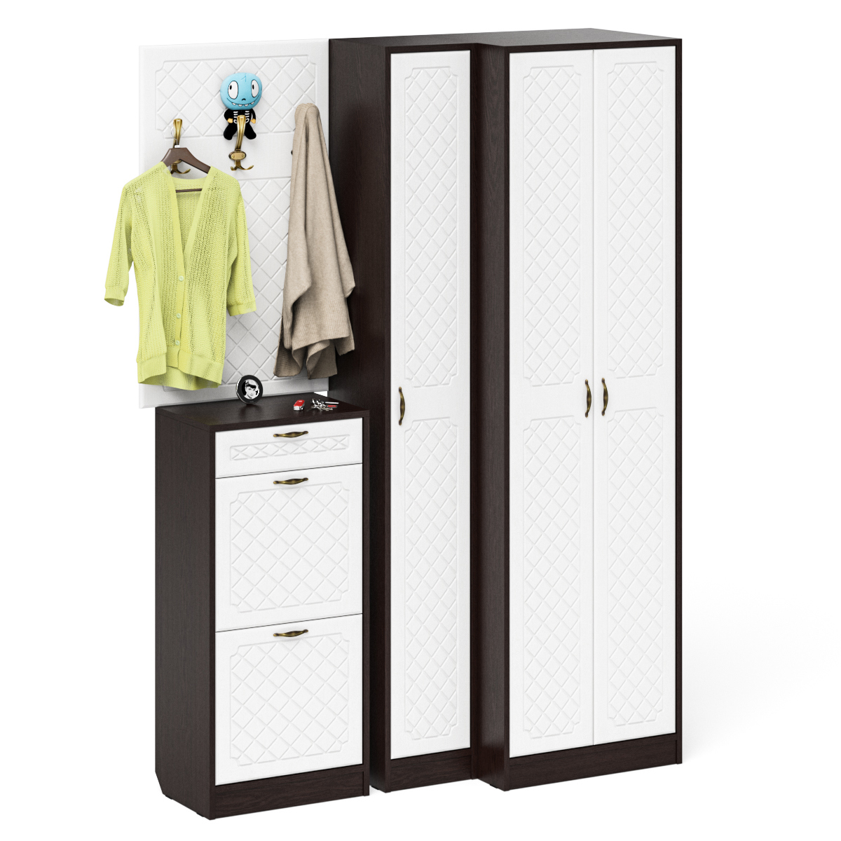 Изображение товара Комплект мебели для прихожей Мебельный двор № 30-Ромб 150x210x35 см ЛДСП цвет венге/белое дерево