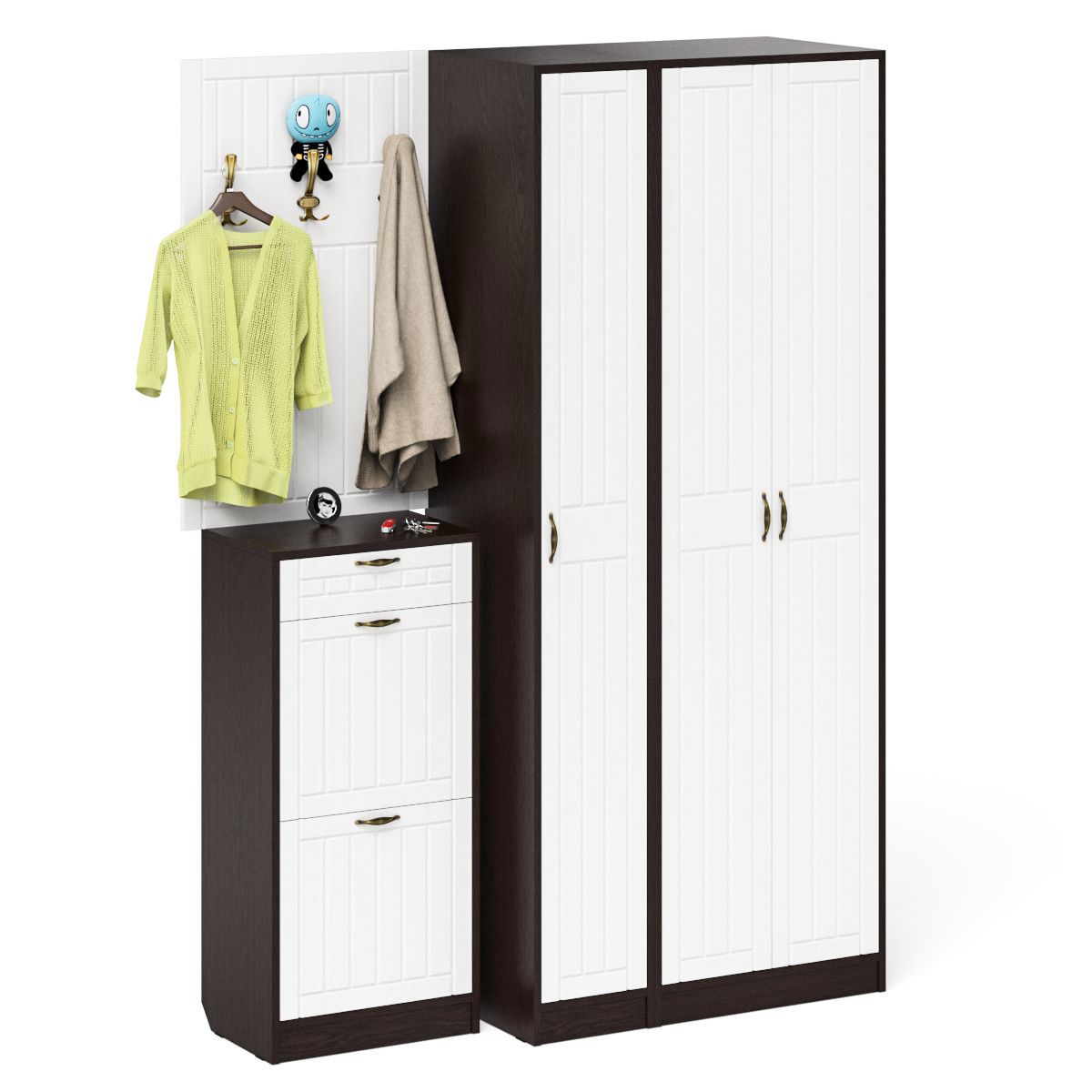 Изображение товара Комплект мебели для прихожей Мебельный двор № 50-Прованс 150x210x35 см ЛДСП цвет венге/белое дерево