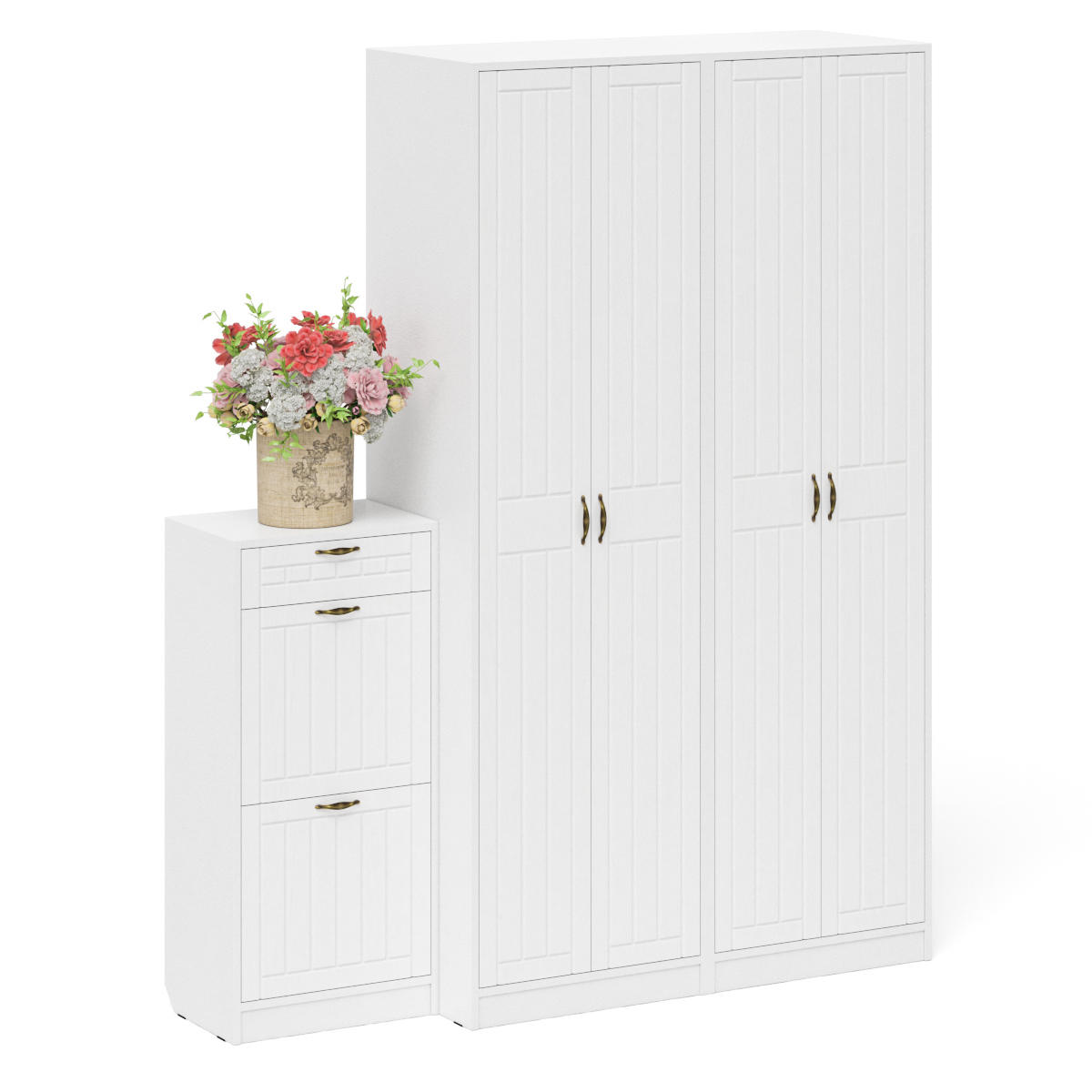 Изображение товара Комплект мебели для прихожей Мебельный двор № 13-Прованс 60x210x35 см ЛДСП цвет белый шагрень/белое дерево