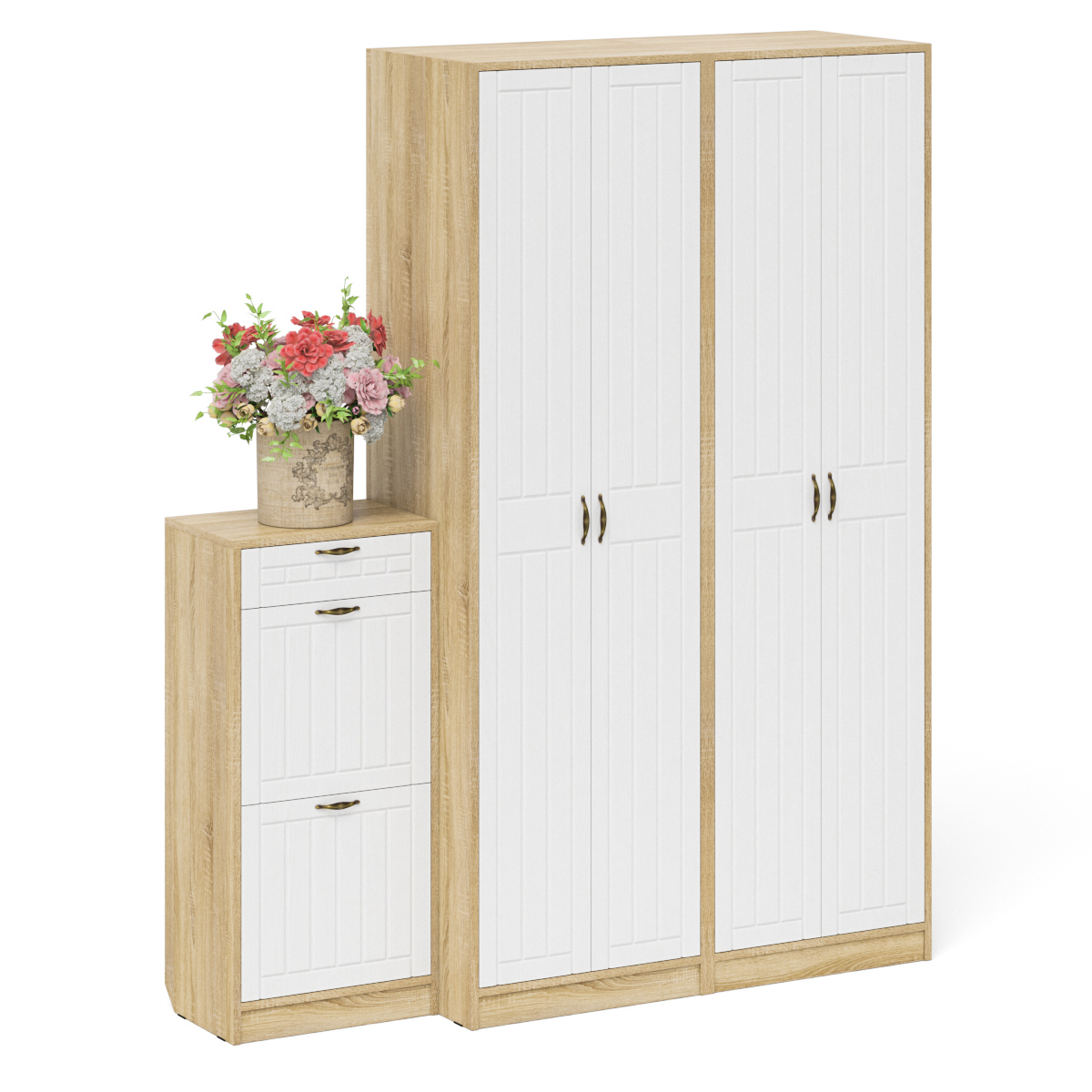 Изображение товара Комплект мебели для прихожей Мебельный двор № 13-Прованс 60x210x35 см ЛДСП цвет дуб сонома/белое дерево