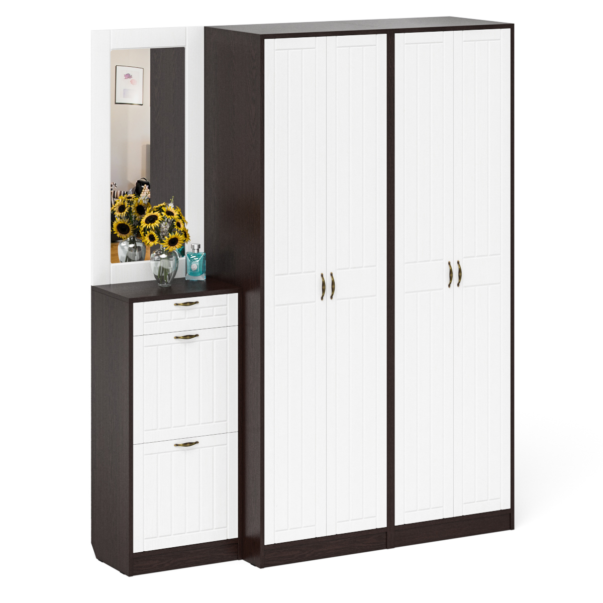 Изображение товара Комплект мебели для прихожей Мебельный двор № 14-Прованс 60x210x50 см ЛДСП цвет венге/белое дерево