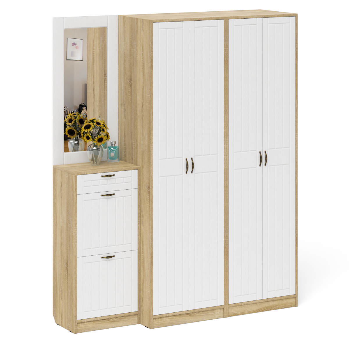 Изображение товара Комплект мебели для прихожей Мебельный двор № 14-Прованс 60x210x50 см ЛДСП цвет дуб сонома/белое дерево