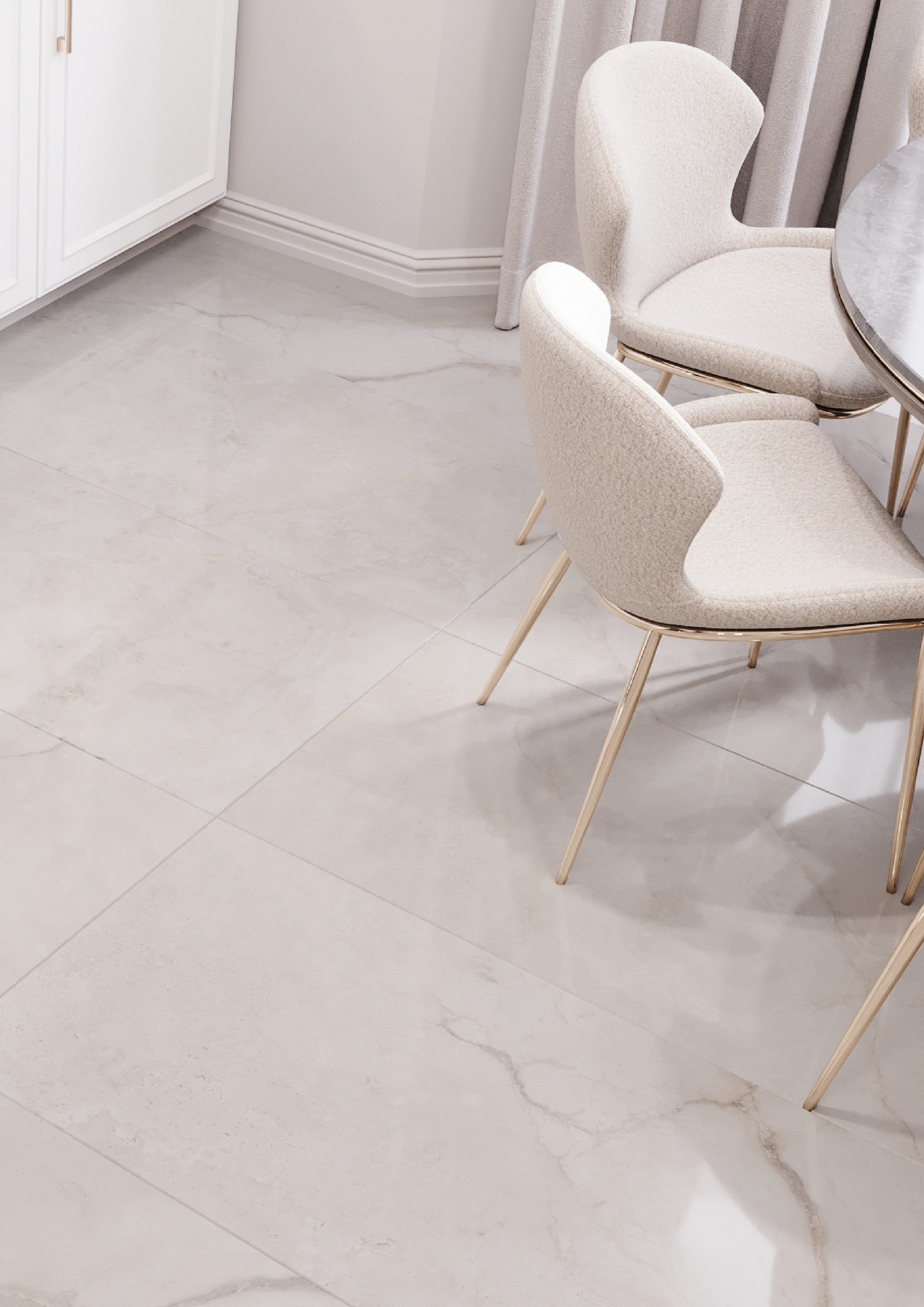 Изображение товара Керамогранит Kerald Zefiro Crema 60x120 см глянцевый бежевый мраморный эффект