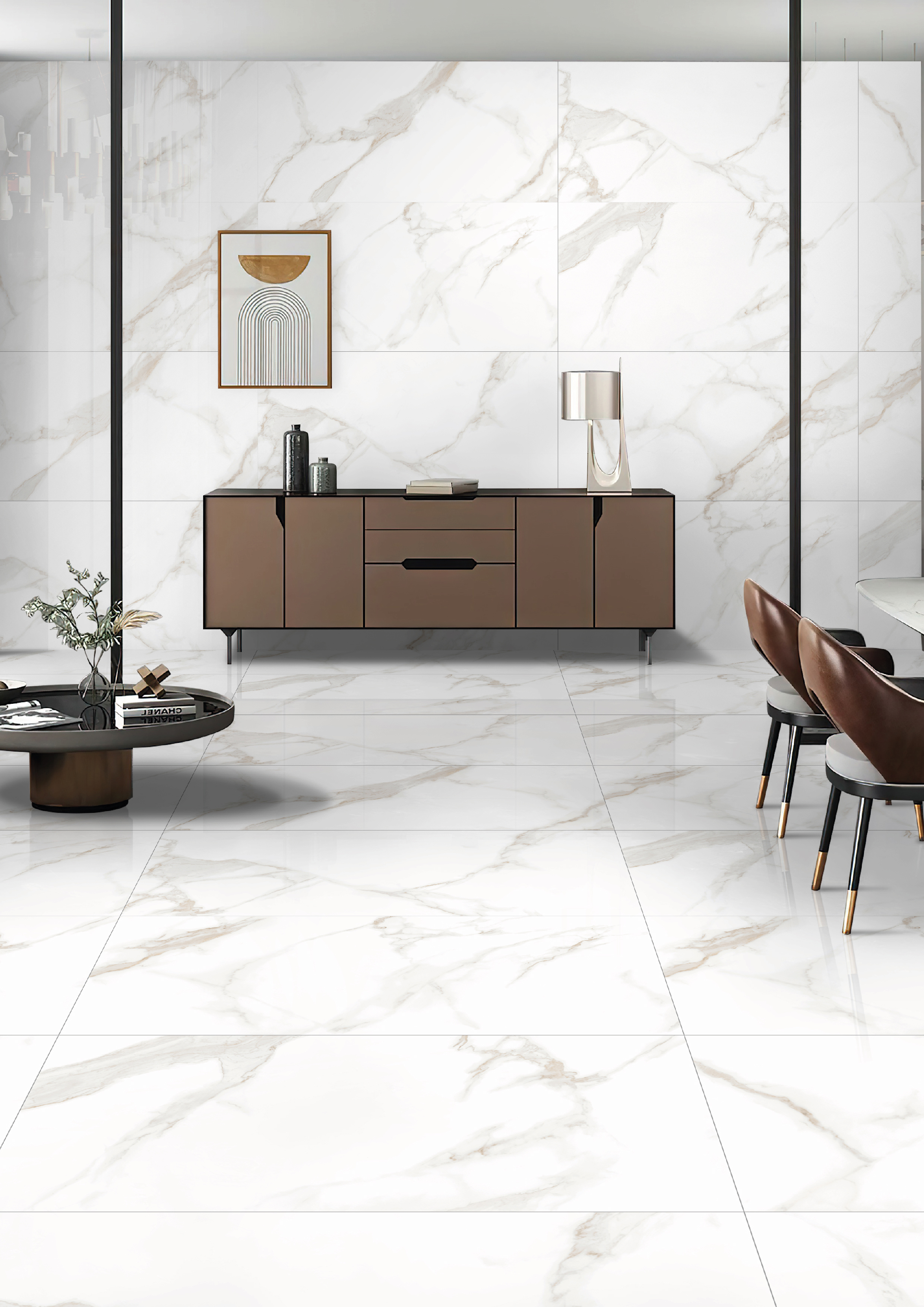 Изображение товара Керамогранит Kerald Statuario Vivian Glossy 60x120 см белый мраморный эффект