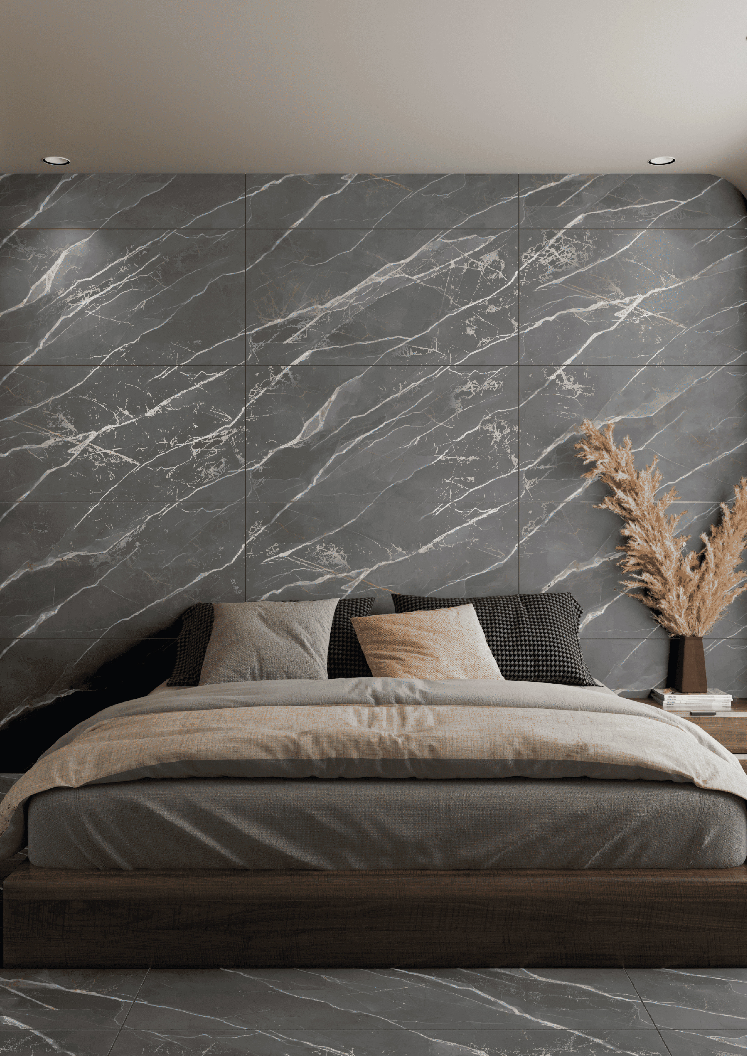 Изображение товара Керамогранит Essential Grafite Carving 60-120 60x120 см 1.44 м2 цвет серый с белыми прожилками