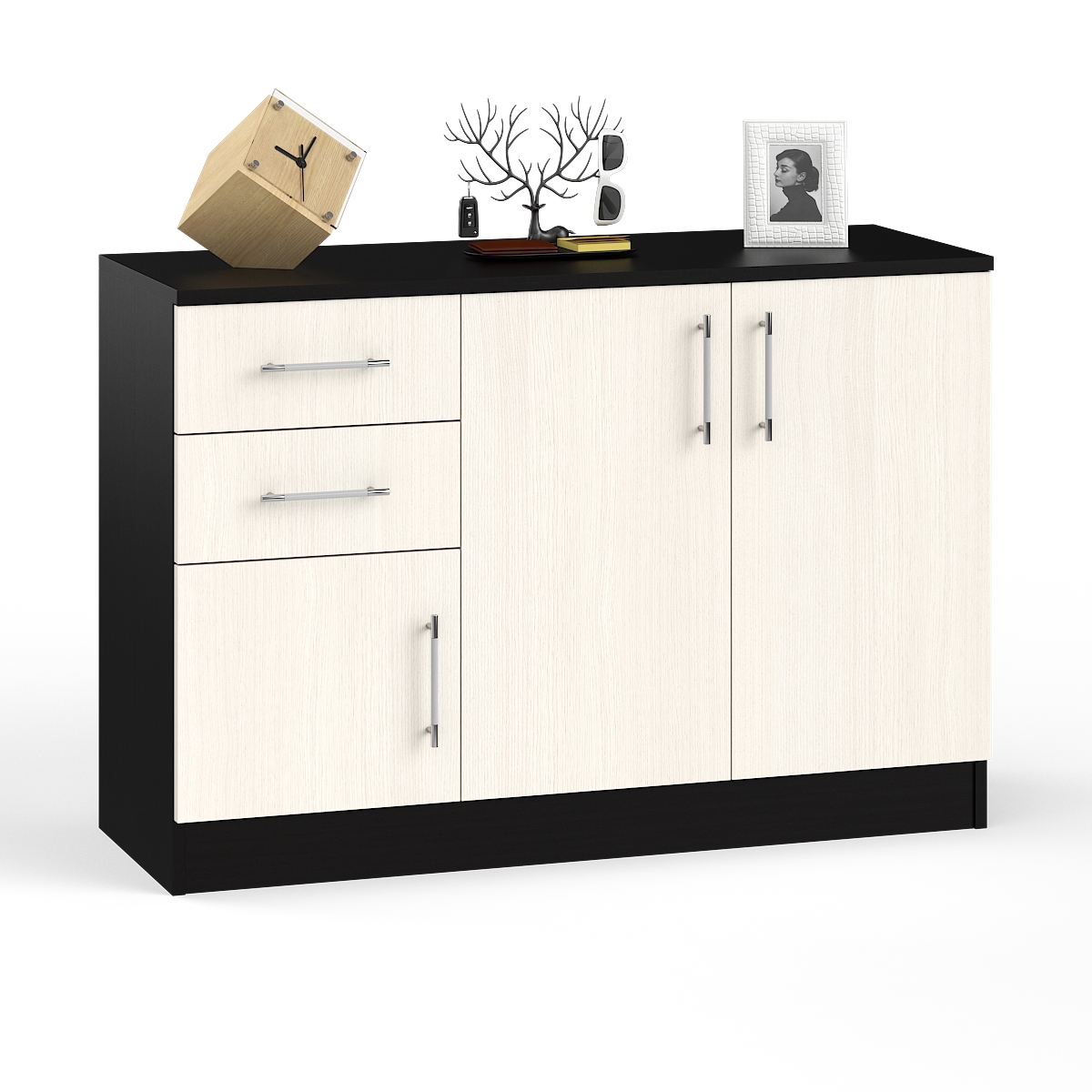 Изображение товара Комод СВК № 3 МДФ венге/дуб лоредо с 3 дверями и 2 ящиками