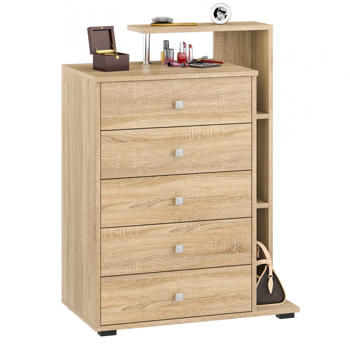 Изображение товара Комод Свк Камелия 5 ящиков 80x46.8x107.6 см МДФ цвет дуб сонома