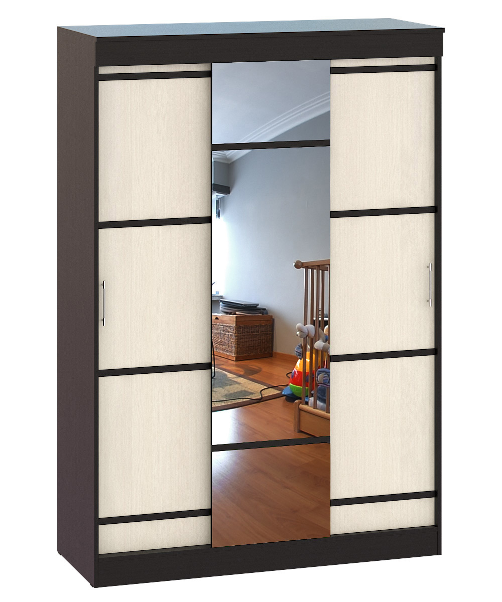 Изображение товара Шкаф-купе Свк Сакура с 3 дверями и зеркалом 220x150x61 см ЛДСП цвет венге/дуб лоредо Изображение товара Шкаф-купе Свк Сакура с 3 дверями и зеркалом 220x150x61 см ЛДСП цвет венге/дуб лоредо