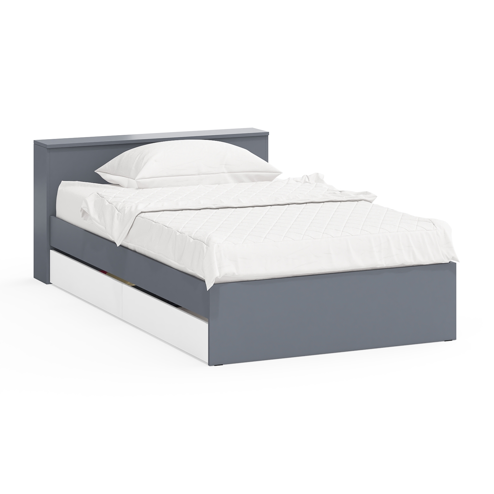 Изображение товара Кровать СвК Ксения 1200 — выдвижные ящики, графит/белый