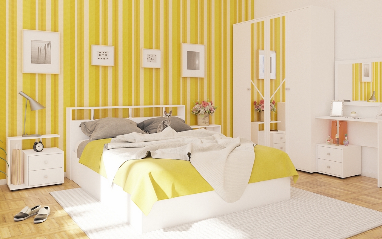 Изображение товара Спальный гарнитур Свк Камелия № 2 160x200 см цвет белый