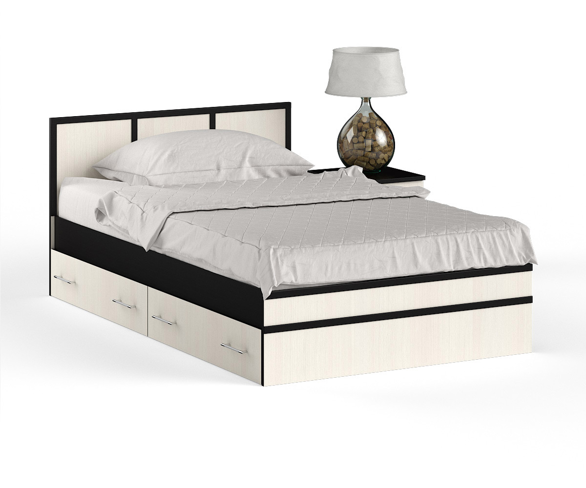 Изображение товара Кровать СвК Сакура 1200Я+ТП – с ящиками, венге/дуб лоредо