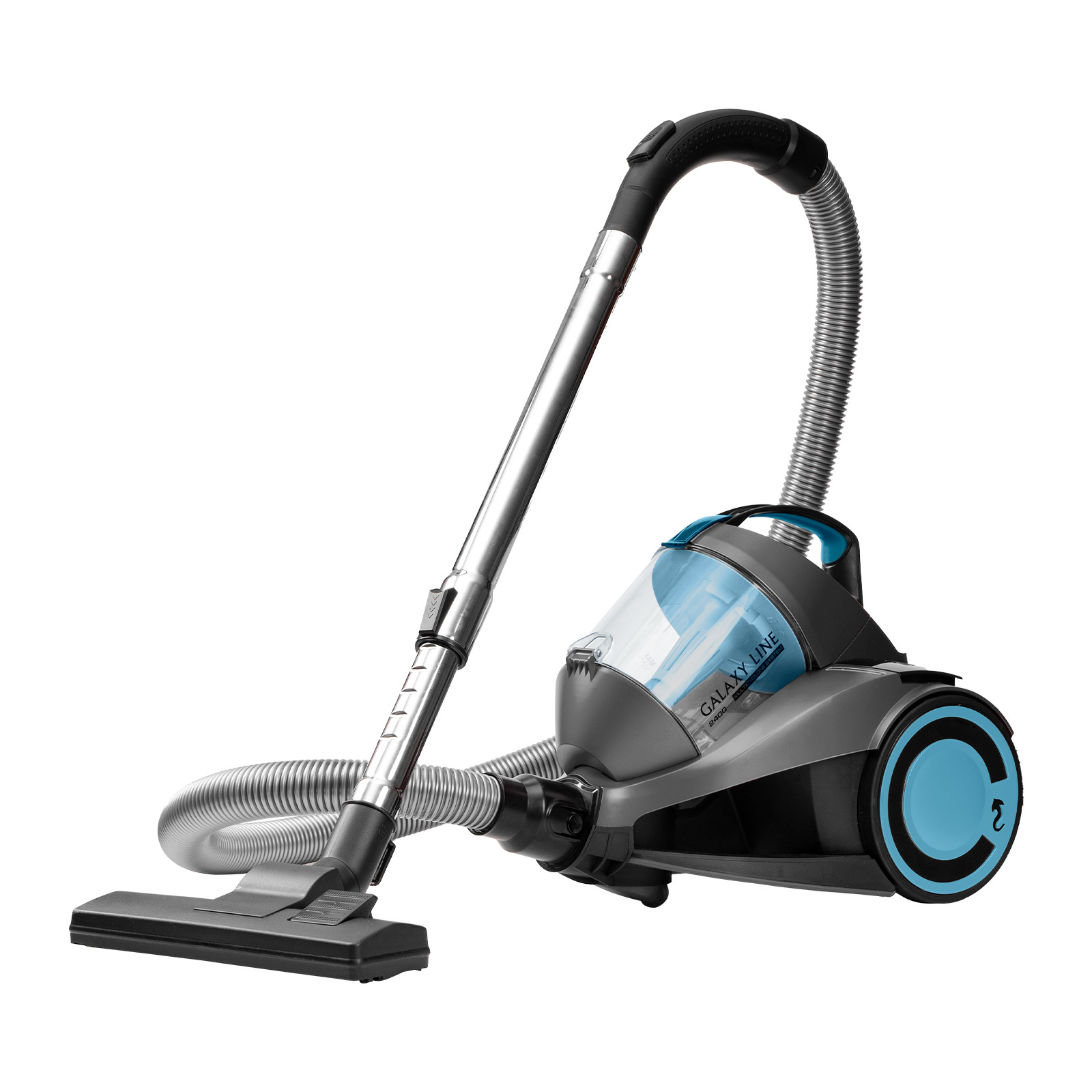 Изображение товара Пылесос с контейнером Galaxy Line GL 6224 серый с голубым мультициклон 2400 Вт 2 л 5 насадок