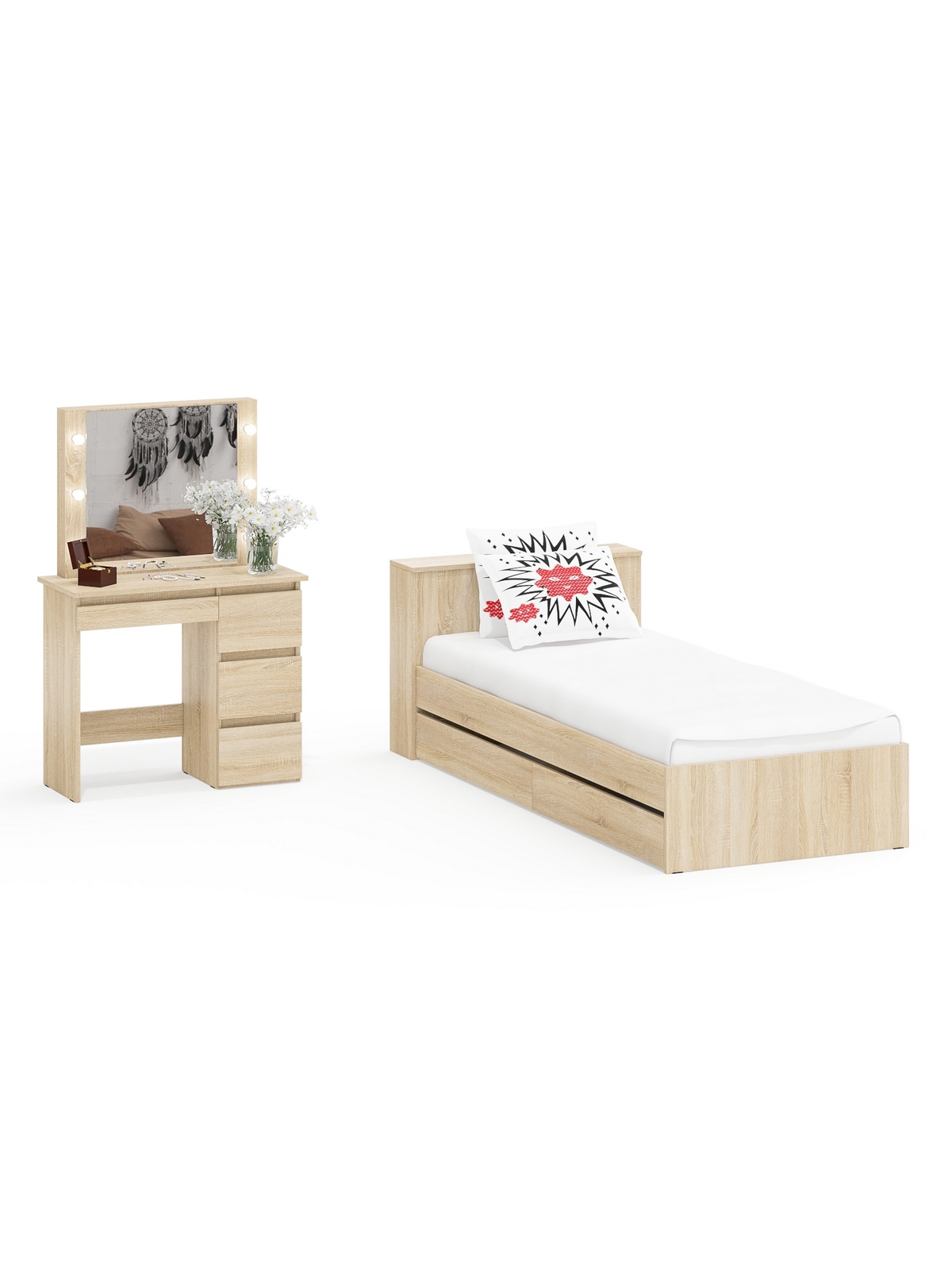 Изображение товара Кровать Свк Ксения 90x200 см цвет дуб сонома 1030767K