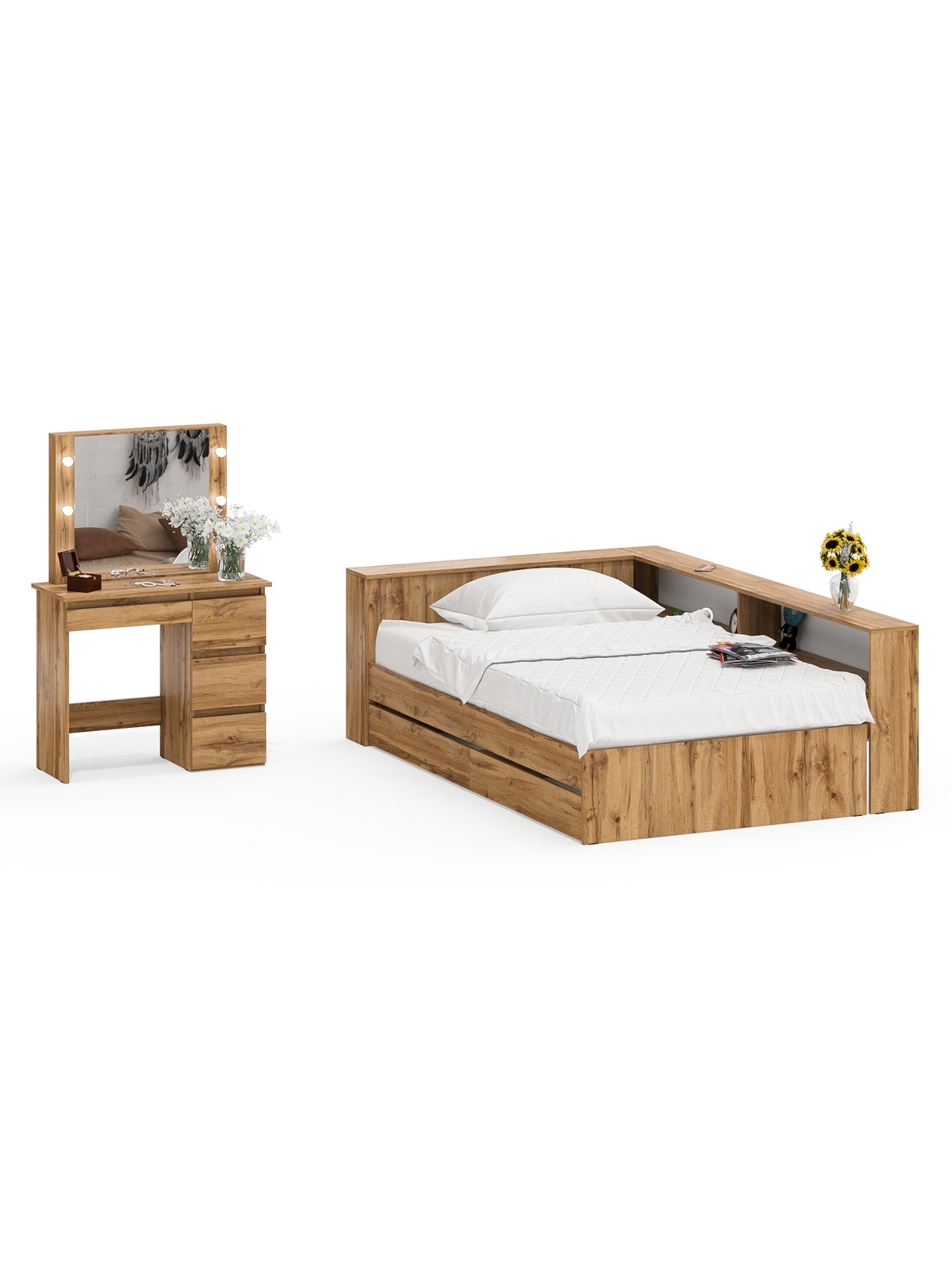 Изображение товара Кровать Свк Ксения 120x200 см цвет дуб вотан 1030772K